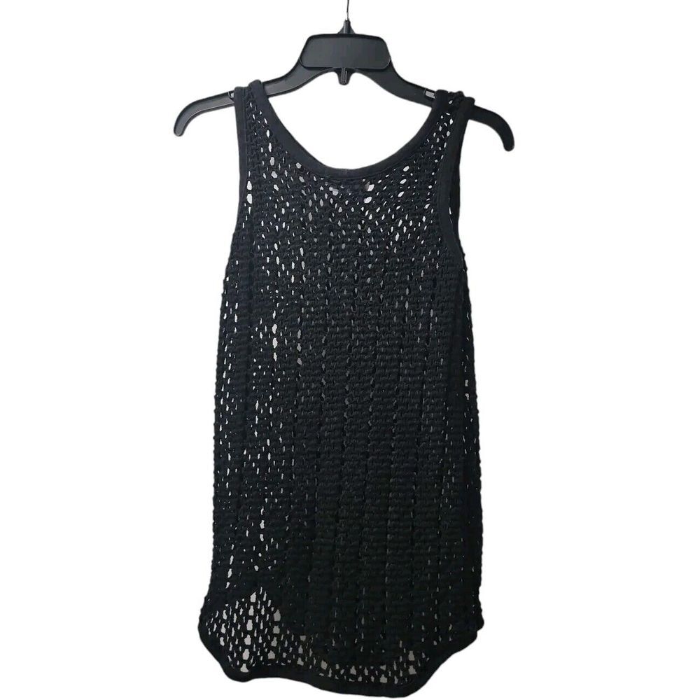Turtle Bay Womens Crochet Beach Cover Up Tank Top Black‎ Cotton Sleeveless OSFM